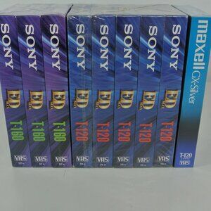 NEW Blank Sealed VHS Tapes - Lot of 9 - T-160 and T-120 Sony